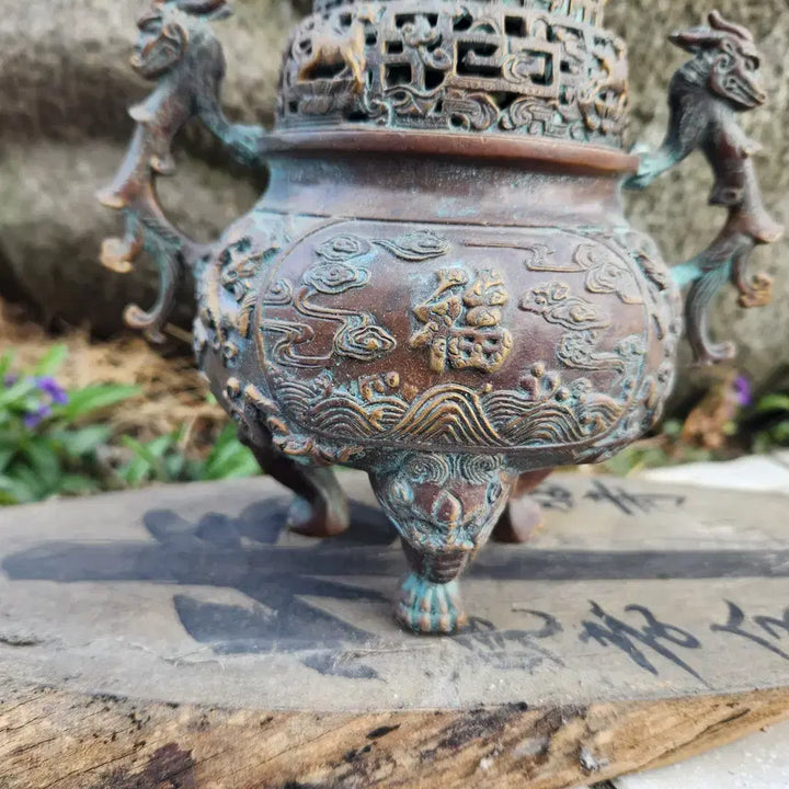 [BUNJANG] Antique Incense Burner with Twin Handles / 3족 쌍귀(양이) 동향로