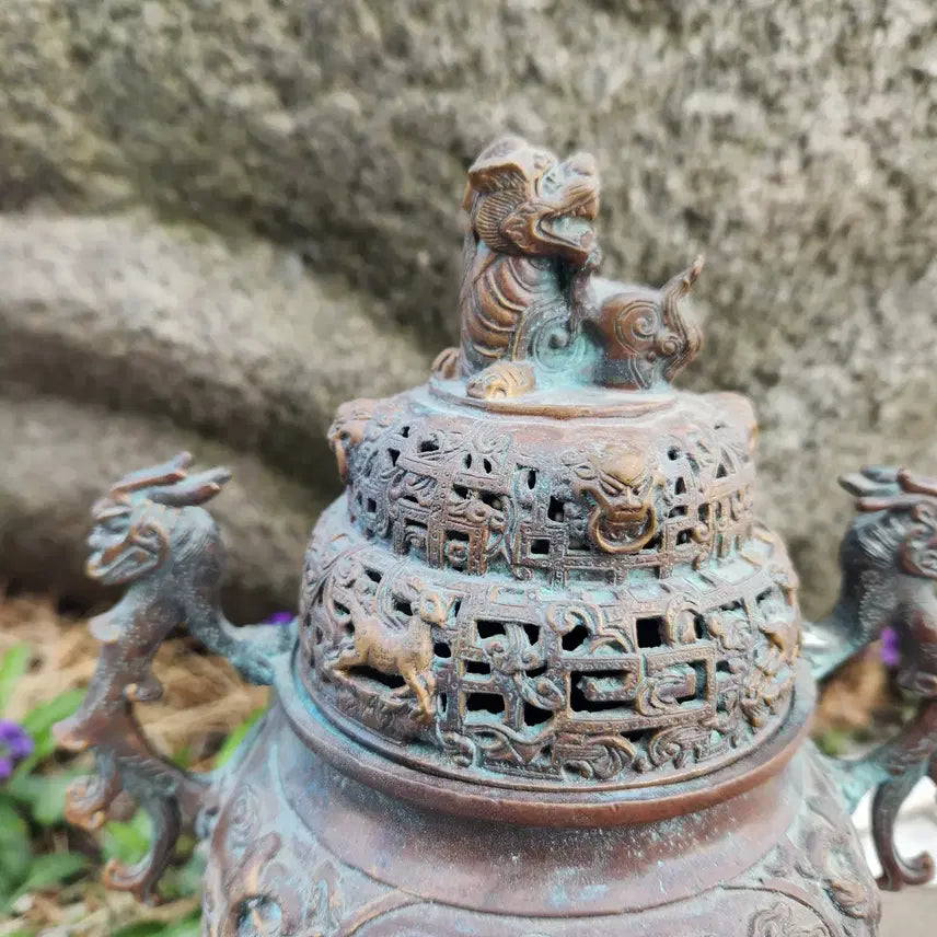 [BUNJANG] Antique Incense Burner with Twin Handles / 3족 쌍귀(양이) 동향로