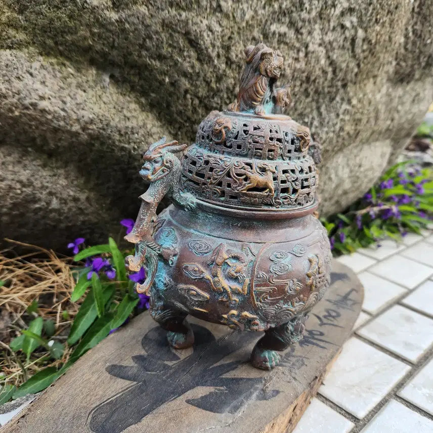 [BUNJANG] Antique Incense Burner with Twin Handles / 3족 쌍귀(양이) 동향로