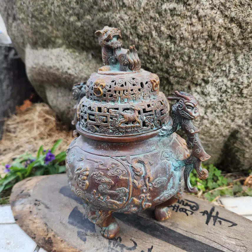 [BUNJANG] Antique Incense Burner with Twin Handles / 3족 쌍귀(양이) 동향로