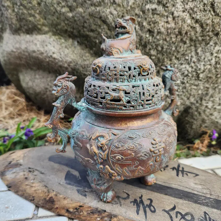 [BUNJANG] Antique Incense Burner with Twin Handles / 3족 쌍귀(양이) 동향로