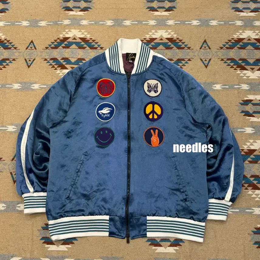 [BUNJANG] Needles Acetate Satin Award Jacket Blue / [M] 니들스 아세테이트 사틴 어워드 자켓 블루