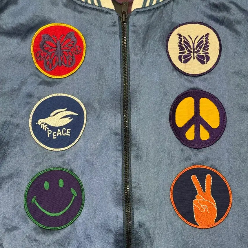 [BUNJANG] Needles Acetate Satin Award Jacket Blue / [M] 니들스 아세테이트 사틴 어워드 자켓 블루