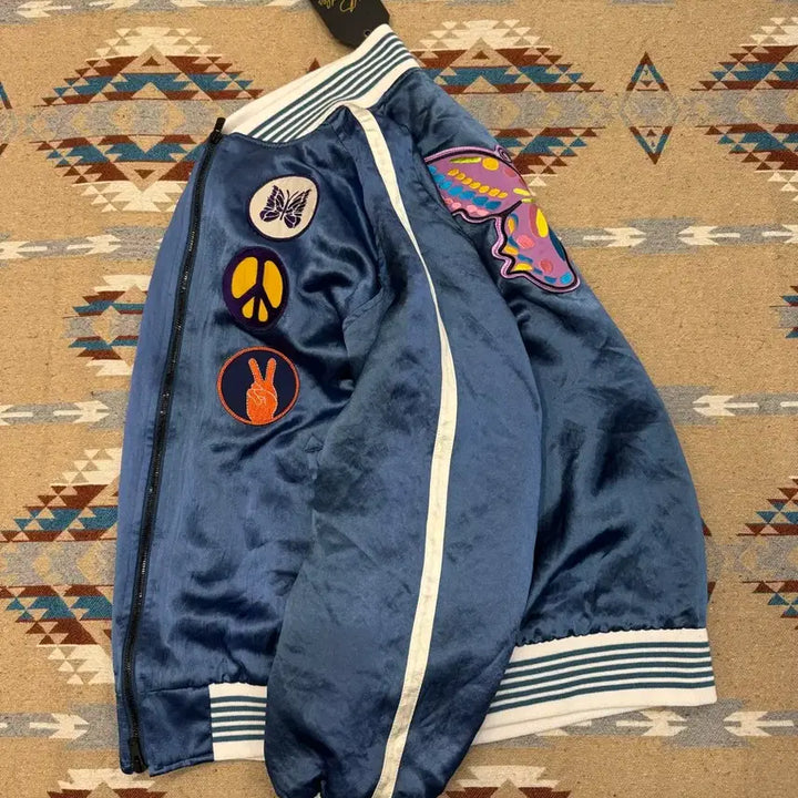 [BUNJANG] Needles Acetate Satin Award Jacket Blue / [M] 니들스 아세테이트 사틴 어워드 자켓 블루
