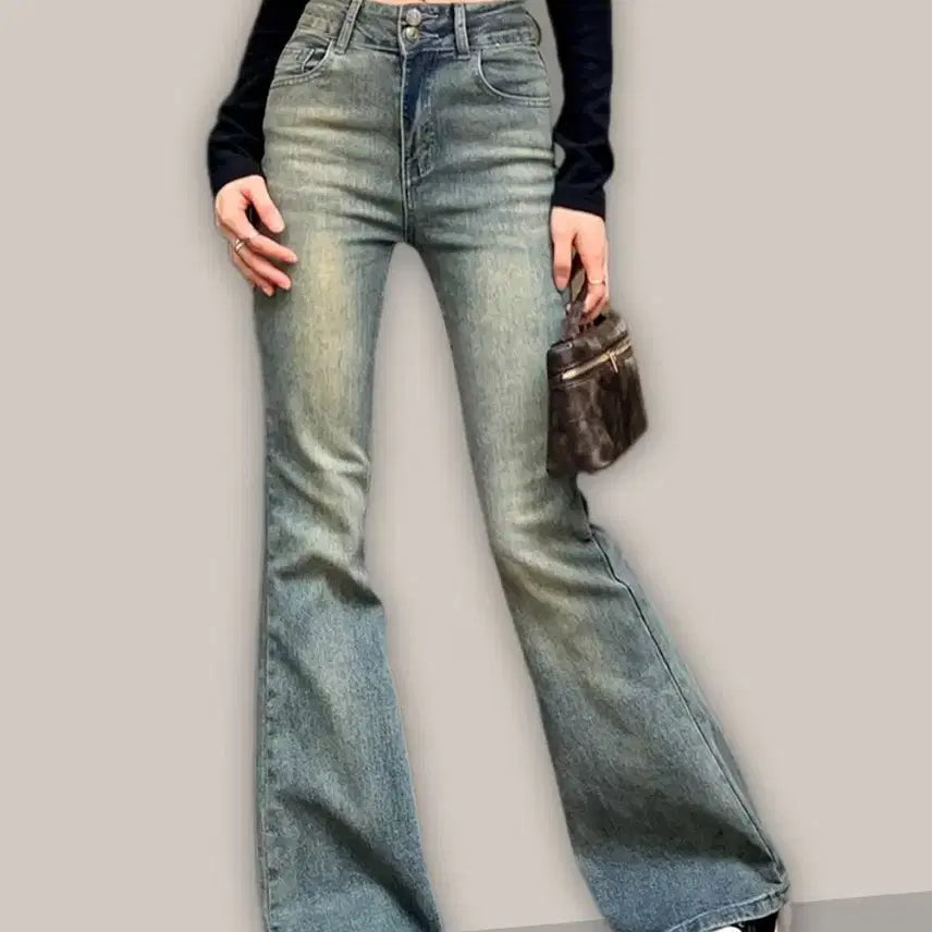 [BUNJANG] Washed Denim Bootcut Jeans / 워싱 데님 부츠컷 청바지