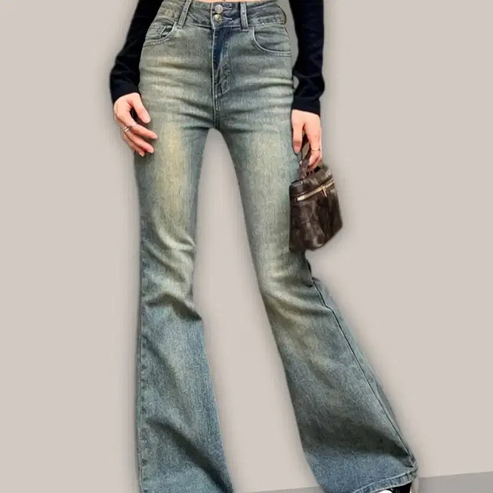 [BUNJANG] Washed Denim Bootcut Jeans / 워싱 데님 부츠컷 청바지