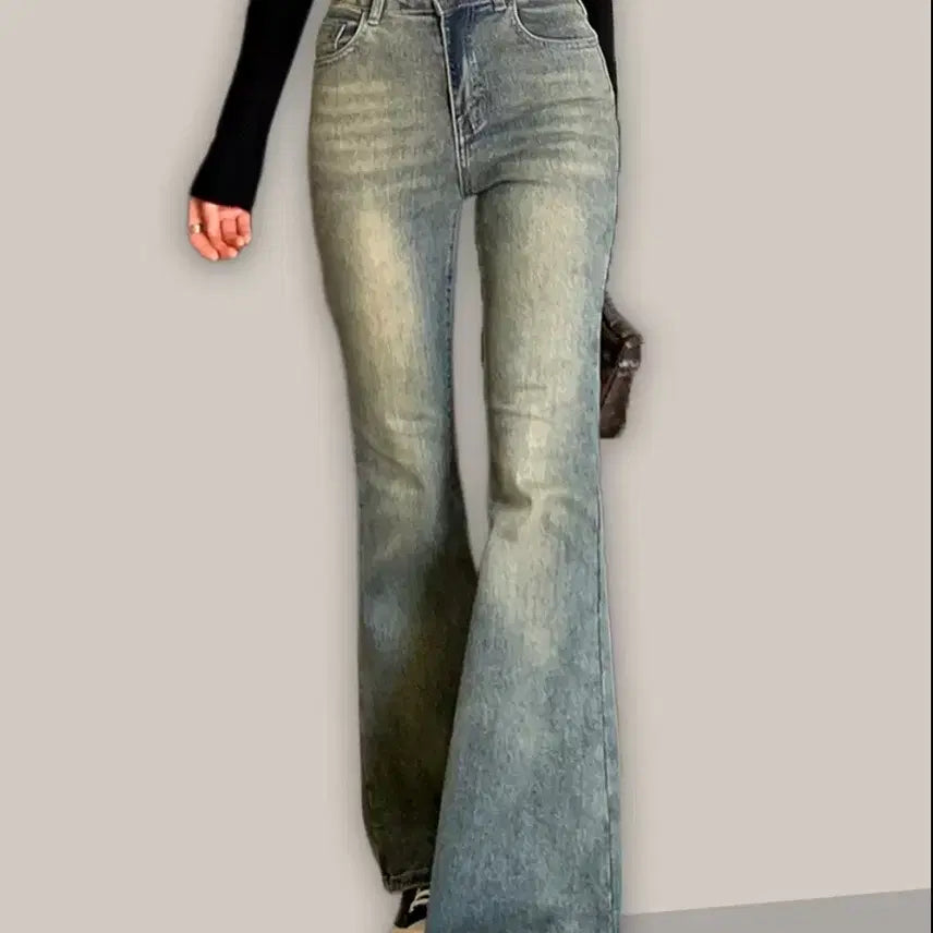 [BUNJANG] Washed Denim Bootcut Jeans / 워싱 데님 부츠컷 청바지