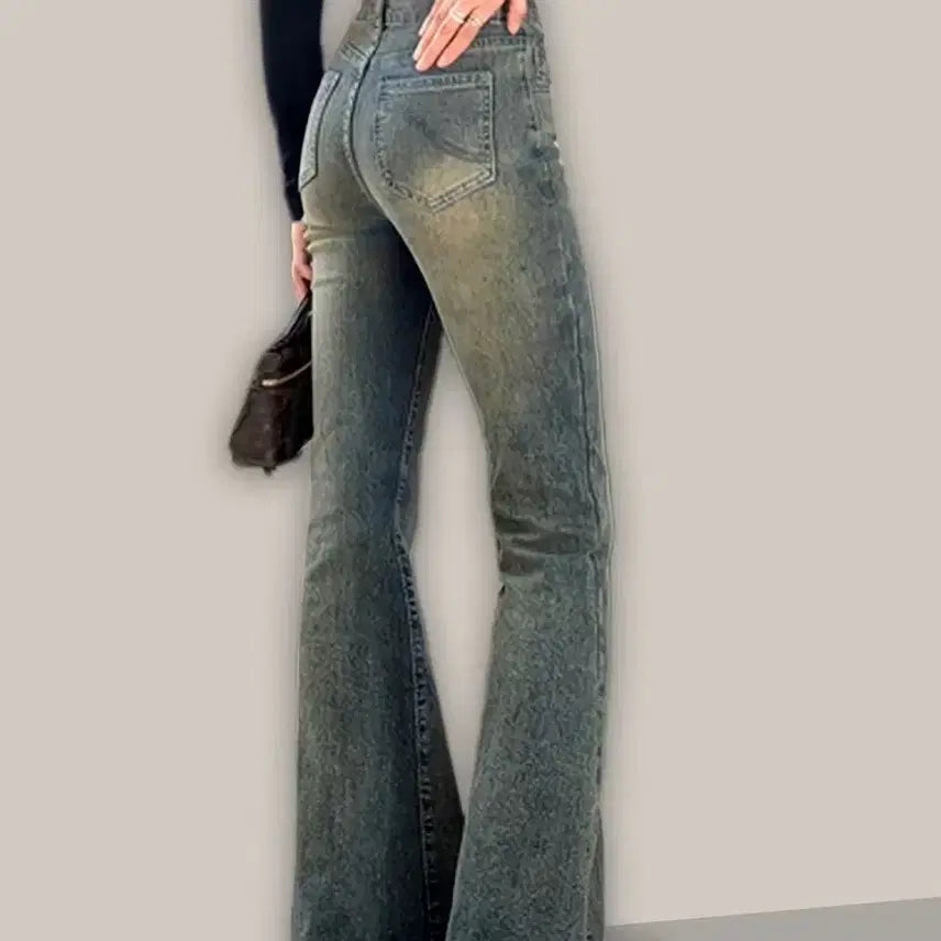 [BUNJANG] Washed Denim Bootcut Jeans / 워싱 데님 부츠컷 청바지