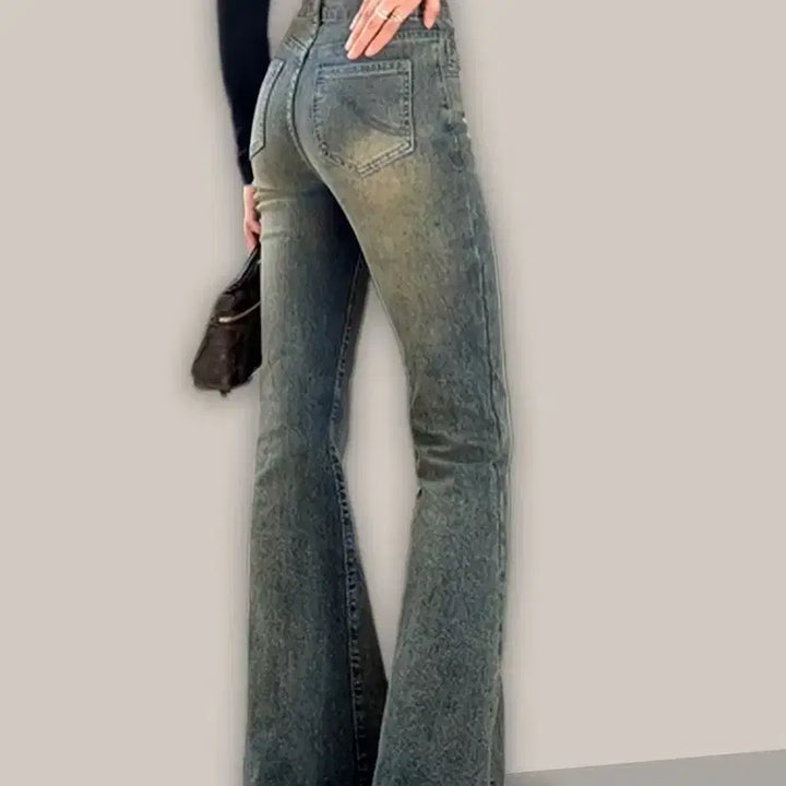 [BUNJANG] Washed Denim Bootcut Jeans / 워싱 데님 부츠컷 청바지