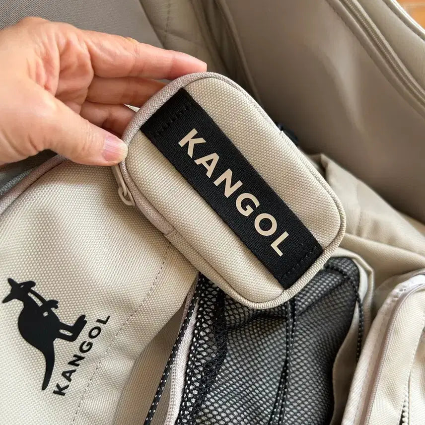[BUNJANG] Kangol Beige Backpack with Mini Pouch / 캉골 베이지 백팩 + 미니 파우치