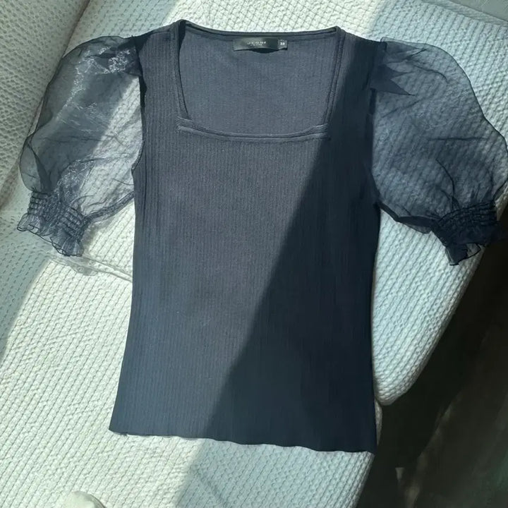[BUNJANG] Jessi New York Puff Sleeve T-shirt Navy / 제시뉴욕 퍼프 샤 소매 티 네이비55
