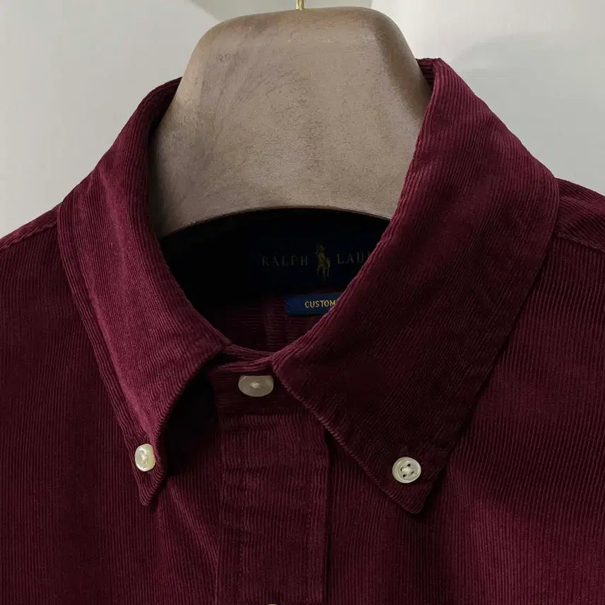 [BUNJANG] Polo Ralph Lauren Micro Corduroy Button-Down Shirt / 폴로 랄프로렌 버건디 마이크로 코듀로이 버튼다운 셔츠