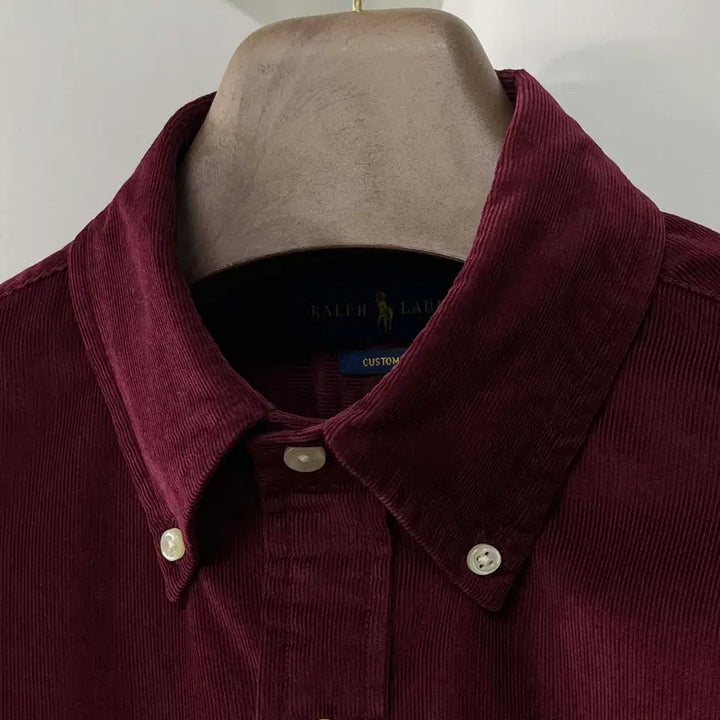 [BUNJANG] Polo Ralph Lauren Micro Corduroy Button-Down Shirt / 폴로 랄프로렌 버건디 마이크로 코듀로이 버튼다운 셔츠