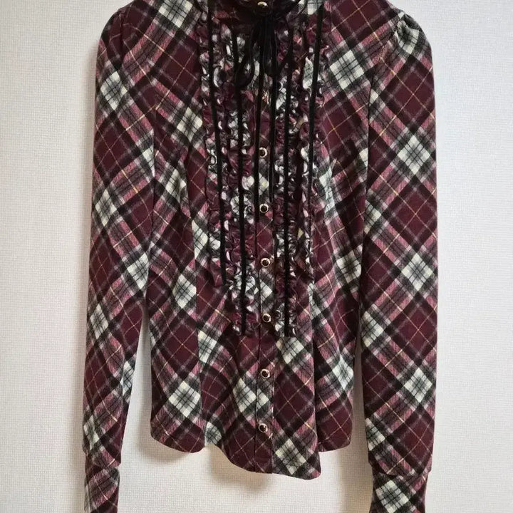 [BUNJANG] Egoist Checkered Frill Blouse Shirt / 에고이스트 체크 프릴 블라우스 셔츠