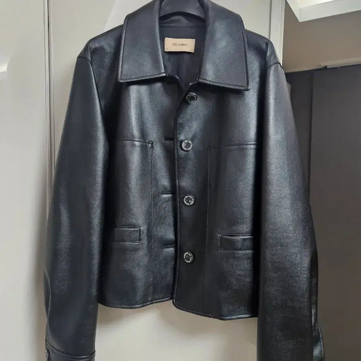 [BUNJANG] CC Collect Faux Leather Jacket / CC collect 블랙 인조 가죽 페이크레더 자켓