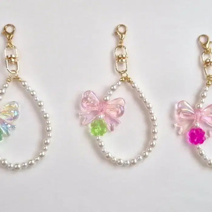 [BUNJANG] Handmade Ribbon Pearl Keychain Bag Charm / 귀여운 리본 진주 키링 / 가방 키링 / 핸드메이드