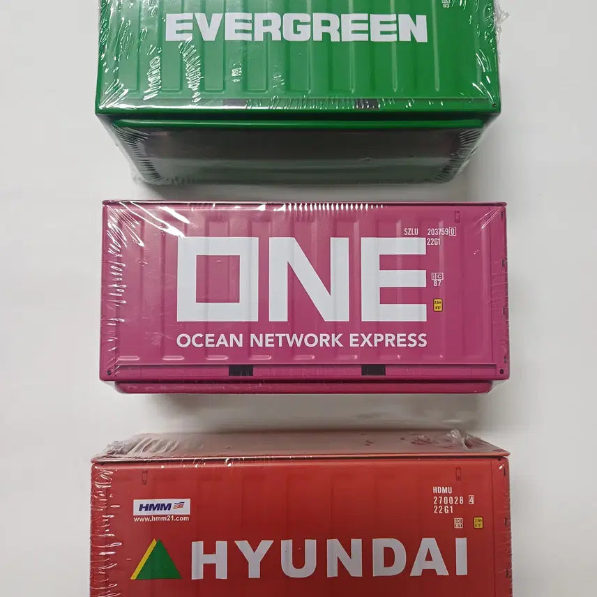 [BUNJANG] Global Shipping Company Container Model Steel Case Storage Box Set (3 Types) / 운송회사 컨테이너 모형 스틸케이스 장식케이스 소품 수납함 3종세트 새상품