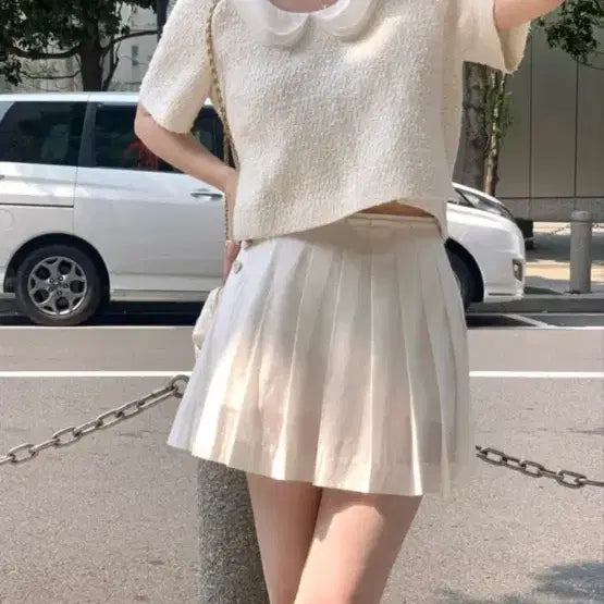 [BUNJANG] Fineh Ivory Pleated Mini Skirt M / (금까지 판매)새상품 fineh 피네 아이보리 플리츠 미니 스커트 m