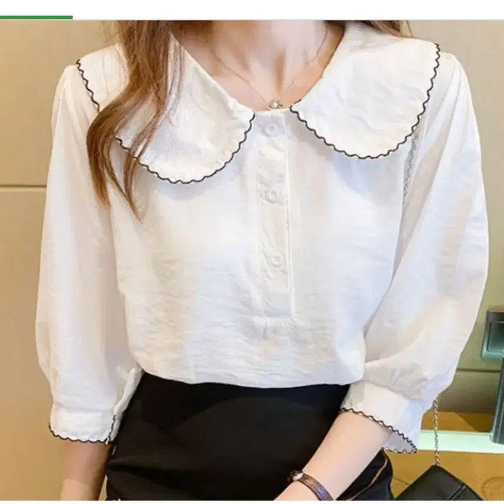 [BUNJANG] Ice Fabric Pintuck Collar Blouse / 핀턱 카라 아이스원단 블라우스 (무료배송)
