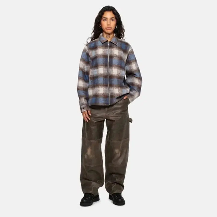 [SOLD OUT] 스투시 모헤어 플레이드 집 셔츠 xxl