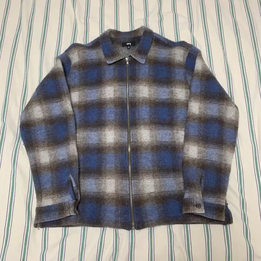 [SOLD OUT] 스투시 모헤어 플레이드 집 셔츠 xxl
