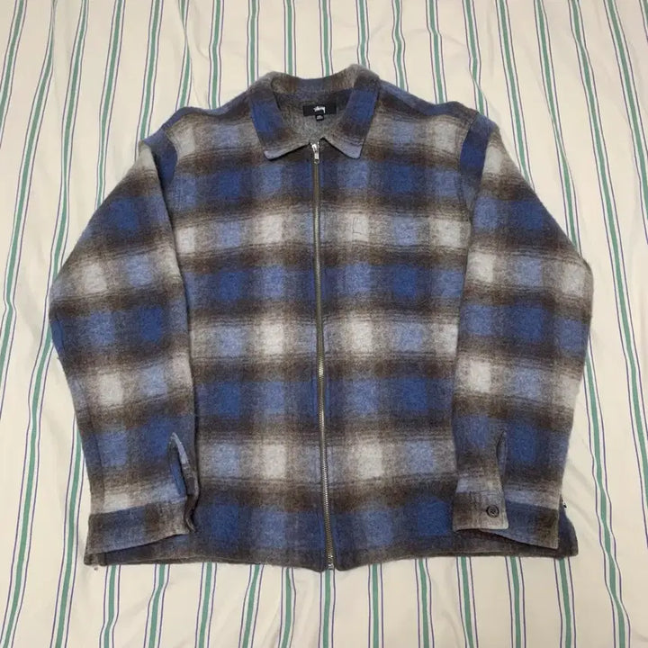 [SOLD OUT] 스투시 모헤어 플레이드 집 셔츠 xxl