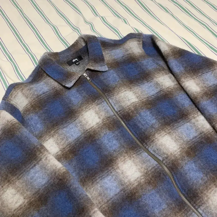 [SOLD OUT] 스투시 모헤어 플레이드 집 셔츠 xxl