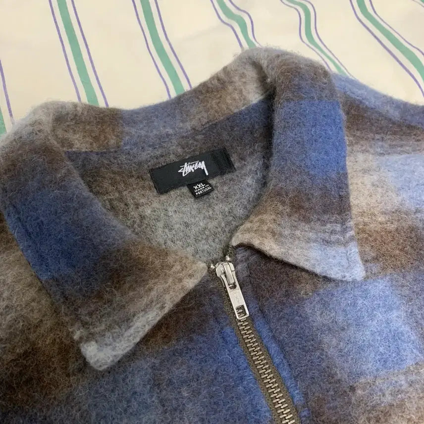 [SOLD OUT] 스투시 모헤어 플레이드 집 셔츠 xxl