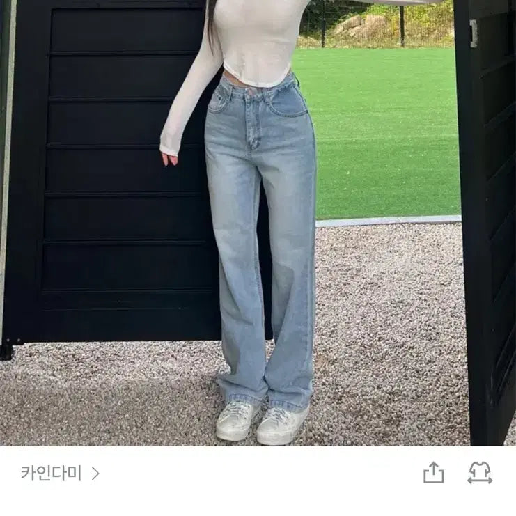 [BUNJANG] KINDAMIE New Jeans Semi-Wide White Jeans S / 카인다미 골반뽕 뉴진스 세미와이드 화이트진 S