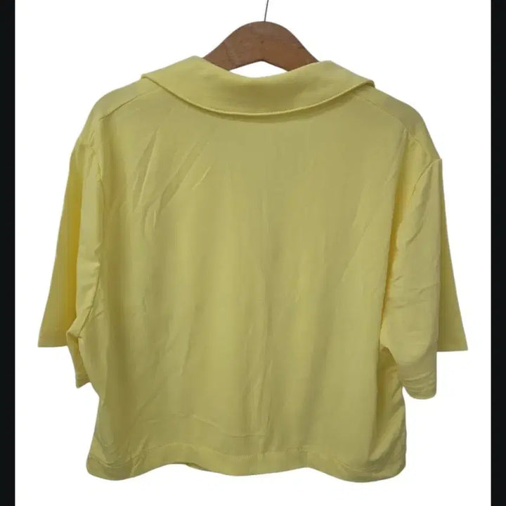 [BUNJANG] Yellow Crop Collar T-shirt / 옐로우 크롭 반팔 카라 티셔츠