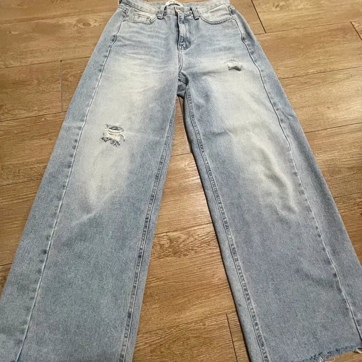 [BUNJANG] Washed Denim Wide Leg Jeans / 워싱데님