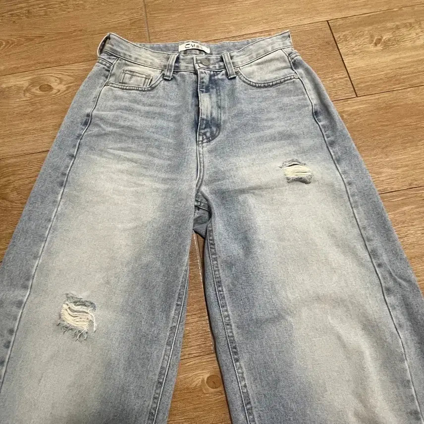 [BUNJANG] Washed Denim Wide Leg Jeans / 워싱데님