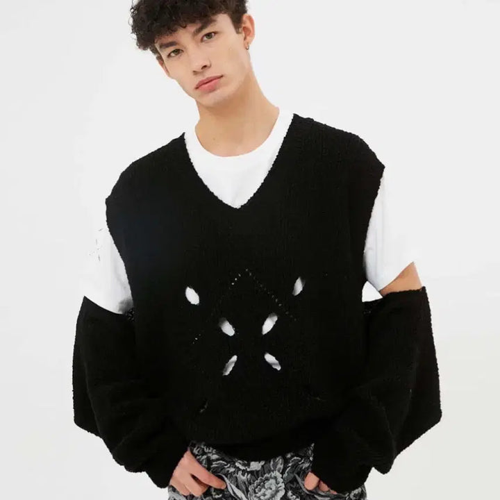 [SOLD OUT] 문선 ESSENTIAL_UNISEX 니트 베스트 블랙