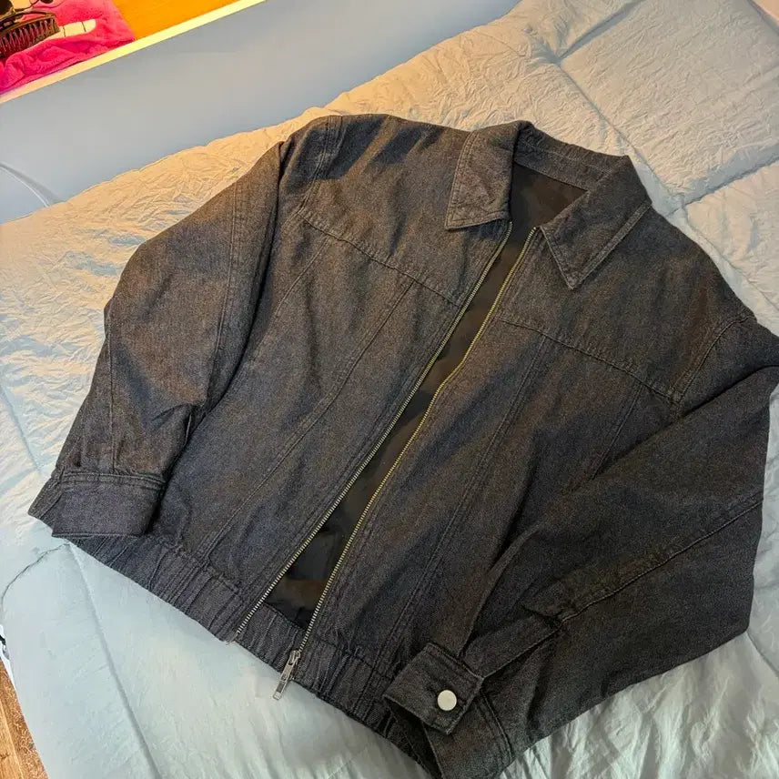 [BUNJANG] 8 Seconds Ash Denim Short Oversized Blouson Jacket / 에잇세컨즈 애쉬 숏 오버핏 데님 블루종 자켓