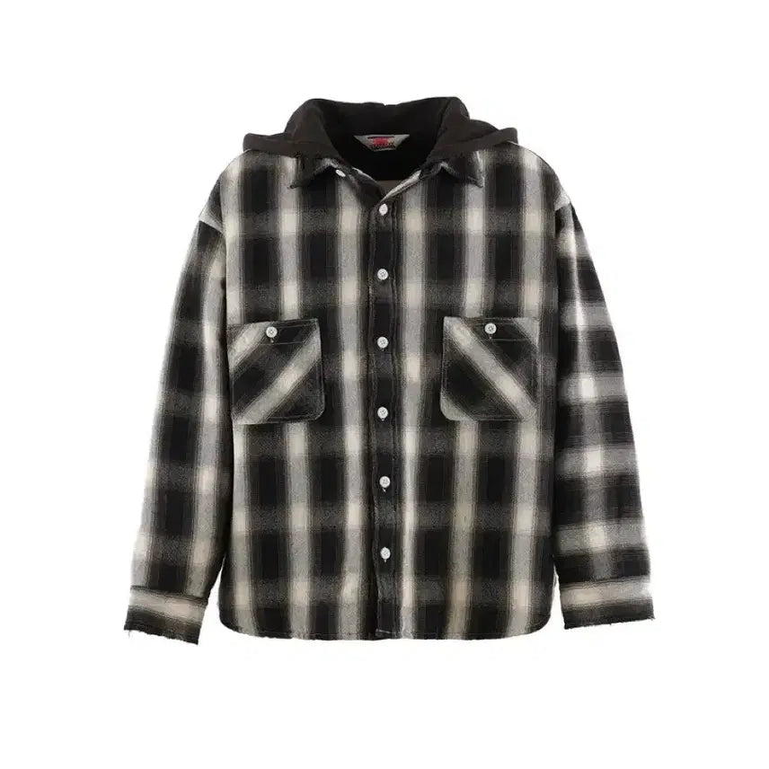 [BUNJANG] Saint Michael Hooded Flannel Shirt M / 세인트미카엘 후드 플란넬 셔츠 M