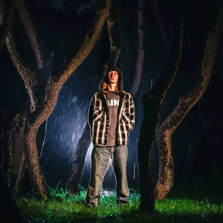 [BUNJANG] Saint Michael Hooded Flannel Shirt M / 세인트미카엘 후드 플란넬 셔츠 M