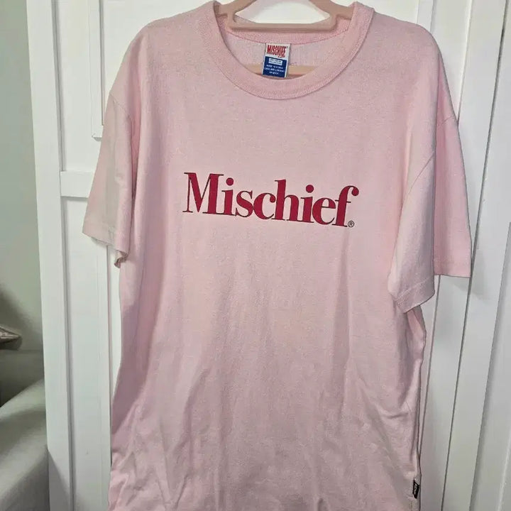[BUNJANG] Mischief Pink Short Sleeve T-shirt / 미스치프 반팔티 핑크