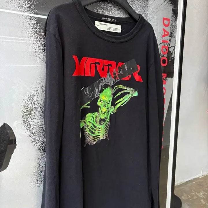 [BUNJANG] Off-White 17SS Mirror Skull Long Sleeve T-Shirt / 17ss Off White Mirror skull 롱슬리브