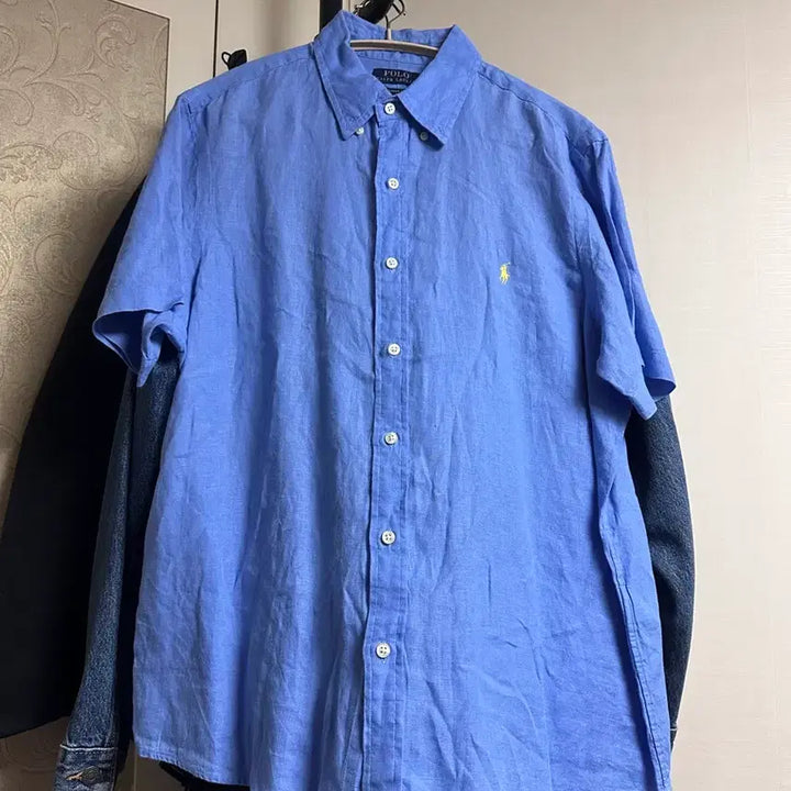 [SOLD OUT] 폴로 랄프로렌 블루 린넨 반팔 셔츠 L