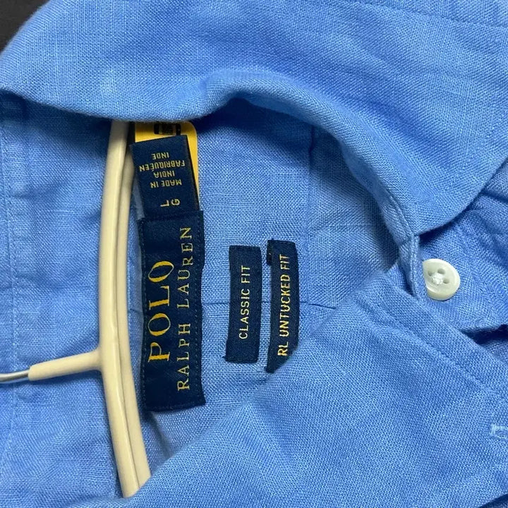 [SOLD OUT] 폴로 랄프로렌 블루 린넨 반팔 셔츠 L