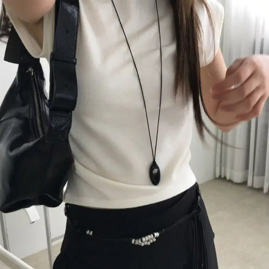 [BUNJANG] White Mock Neck Short Sleeve T-shirt / 화이트 반팔 모크넥 티셔츠