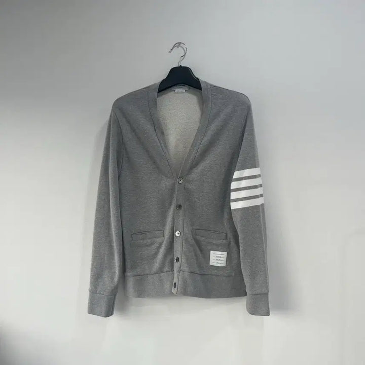 [BUNJANG] Thom Browne Signature Stripe Cotton Cardigan Grey / [4]톰브라운 사선완장 코튼 가디건 그레이
