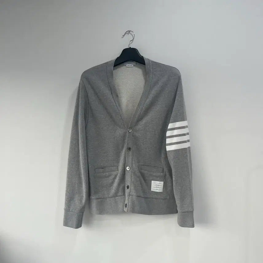[BUNJANG] Thom Browne Signature Stripe Cotton Cardigan Grey / [4]톰브라운 사선완장 코튼 가디건 그레이