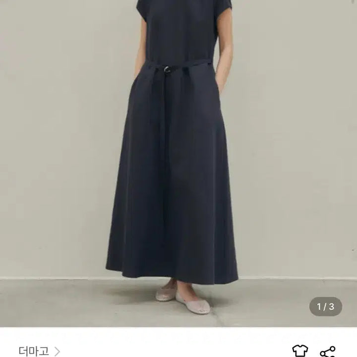 [BUNJANG] DermaGo Belt Short Sleeve Dress Navy / 더마고 벨트 반팔 원피스 네이비