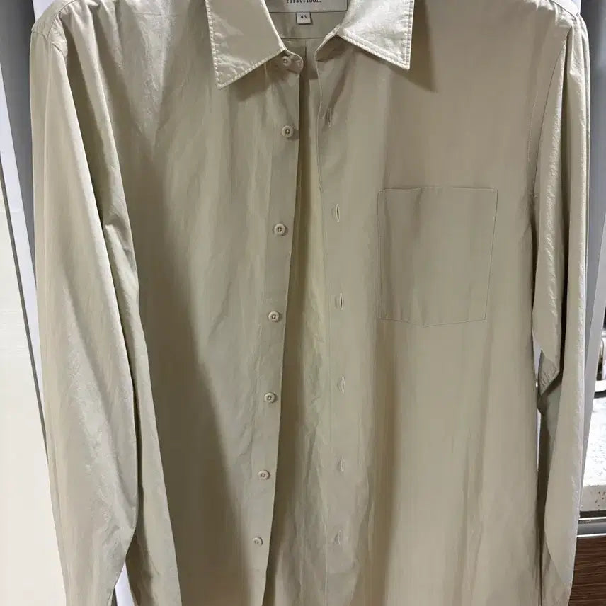 [BUNJANG] First Floor Seersucker Shirt - Moss Gray (Size 46) / 퍼스트플로어 새커셔츠 모스 그레이 46
