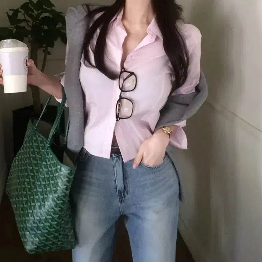 [BUNJANG] Holy Made Marang Fitted V-Neck Cropped Spring Knit / (새상품)홀리 made 마랑 잘록 브이넥 크롭 봄니트