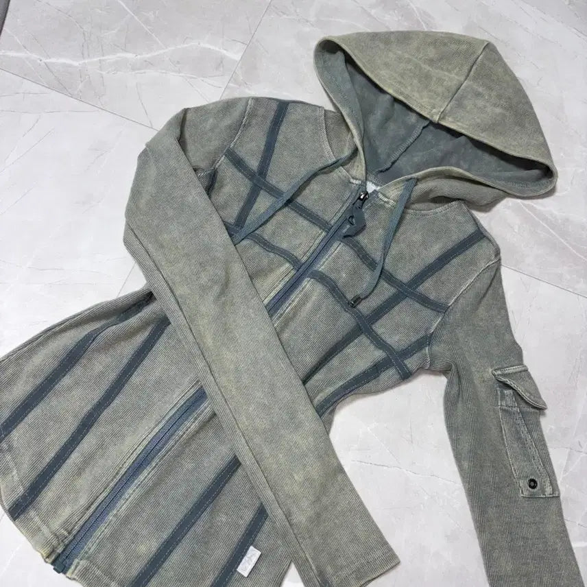 [BUNJANG] Sculptor Washed Bondage Hoodie Zip-up (S) / 스컬프터 워시드 본디지 후드집업 S