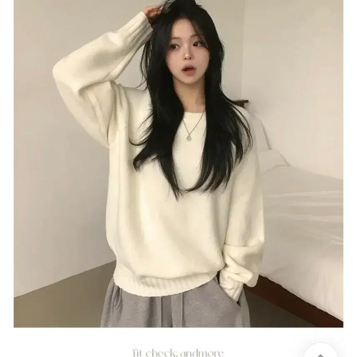 [BUNJANG] Andmore Loose Fit Round Knit Sweater / 앤드모어 루즈핏 라운드 니트