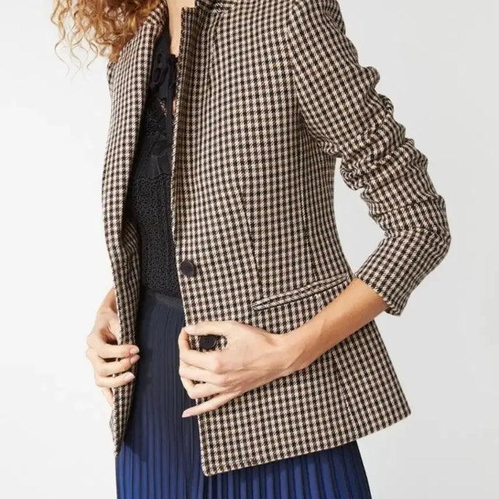[BUNJANG] Maje Houndstooth Check Jacket &amp; Culottes Skirt Set / [새제품] 마쥬 울 하운드투스 체크 자켓&amp;바지치마 스커트 셋업 세트