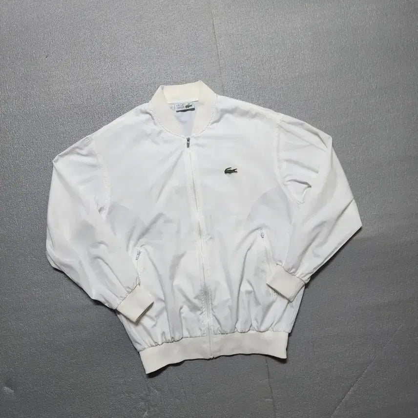 [BUNJANG] Lacoste Vintage White Old School Windbreaker Jacket / 빈티지 서광 라코스테 화이트 올드스쿨 바람막이 자켓 공용